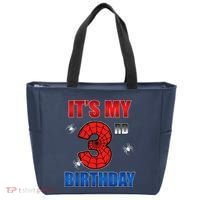 Spider Web Three 3 Years Old ItS My 3rd Birthday Boy Party Tote Bag thumb 0