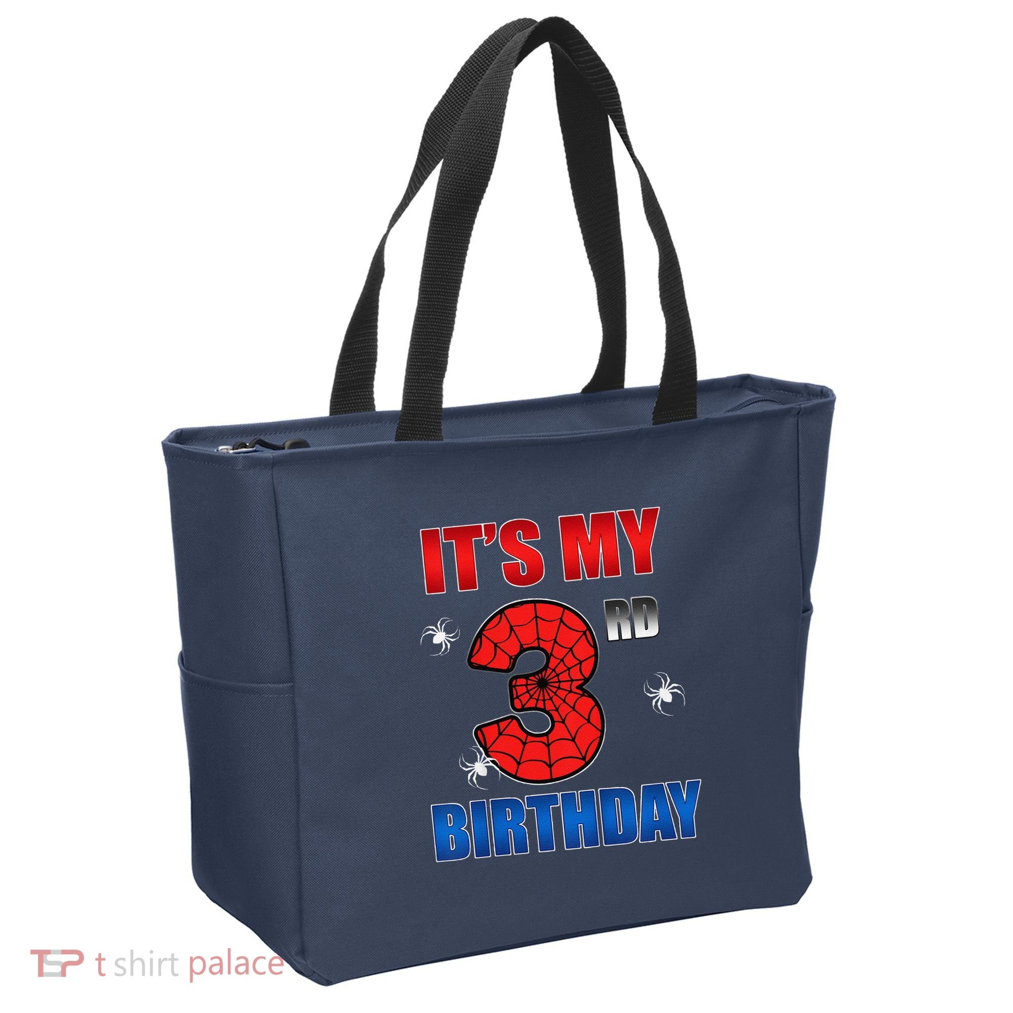 Spider Web Three 3 Years Old ItS My 3rd Birthday Boy Party Tote Bag
