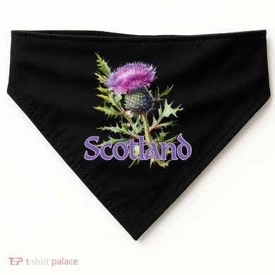 Scotland Watercolor Thistle USA-Made Doggie Bandana