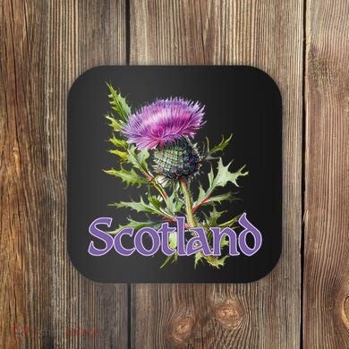Scotland Watercolor Thistle Coaster