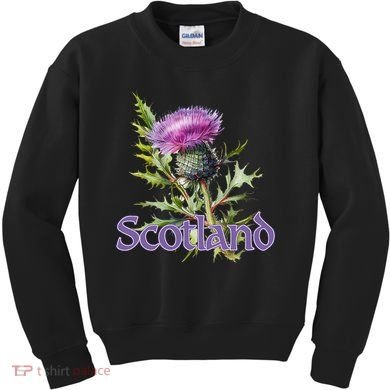Scotland Watercolor Thistle Kids Sweatshirt