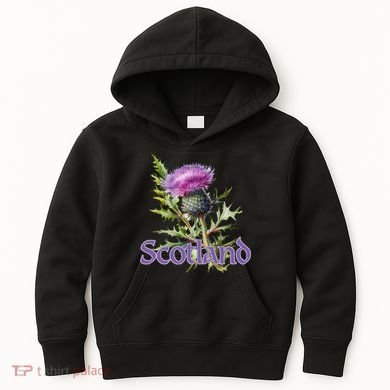 Scotland Watercolor Thistle Kids Hoodie