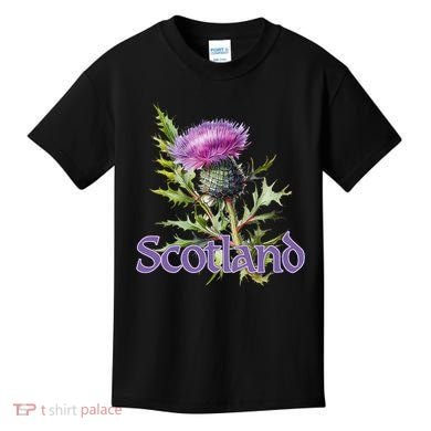 Scotland Watercolor Thistle Kids T-Shirt