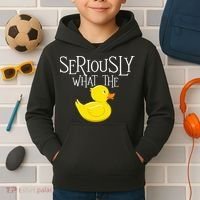 Seriously What The Duck  Duck Lover Pun Kids Hoodie thumb 2