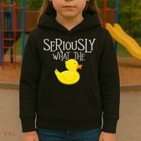 Seriously What The Duck  Duck Lover Pun Kids Hoodie thumb 3
