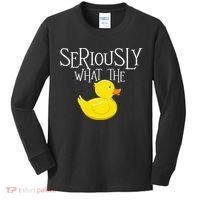 Seriously What The Duck  Duck Lover Pun Kids Long Sleeve Shirt thumb 0