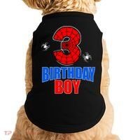 Spider Web Three 3 Years Old 3rd Birthday Boy Party Doggie Tank thumb 0