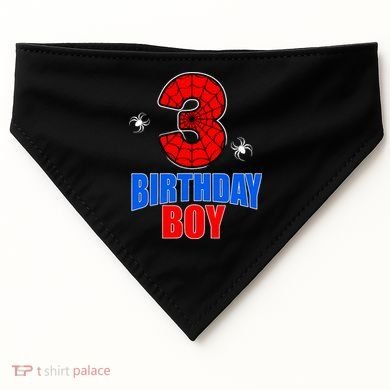 Spider Web Three 3 Years Old 3rd Birthday Boy Party USA-Made Doggie Bandana
