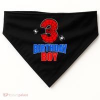 Spider Web Three 3 Years Old 3rd Birthday Boy Party USA-Made Doggie Bandana thumb 0