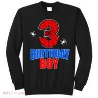 Spider Web Three 3 Years Old 3rd Birthday Boy Party Sweatshirt thumb 0