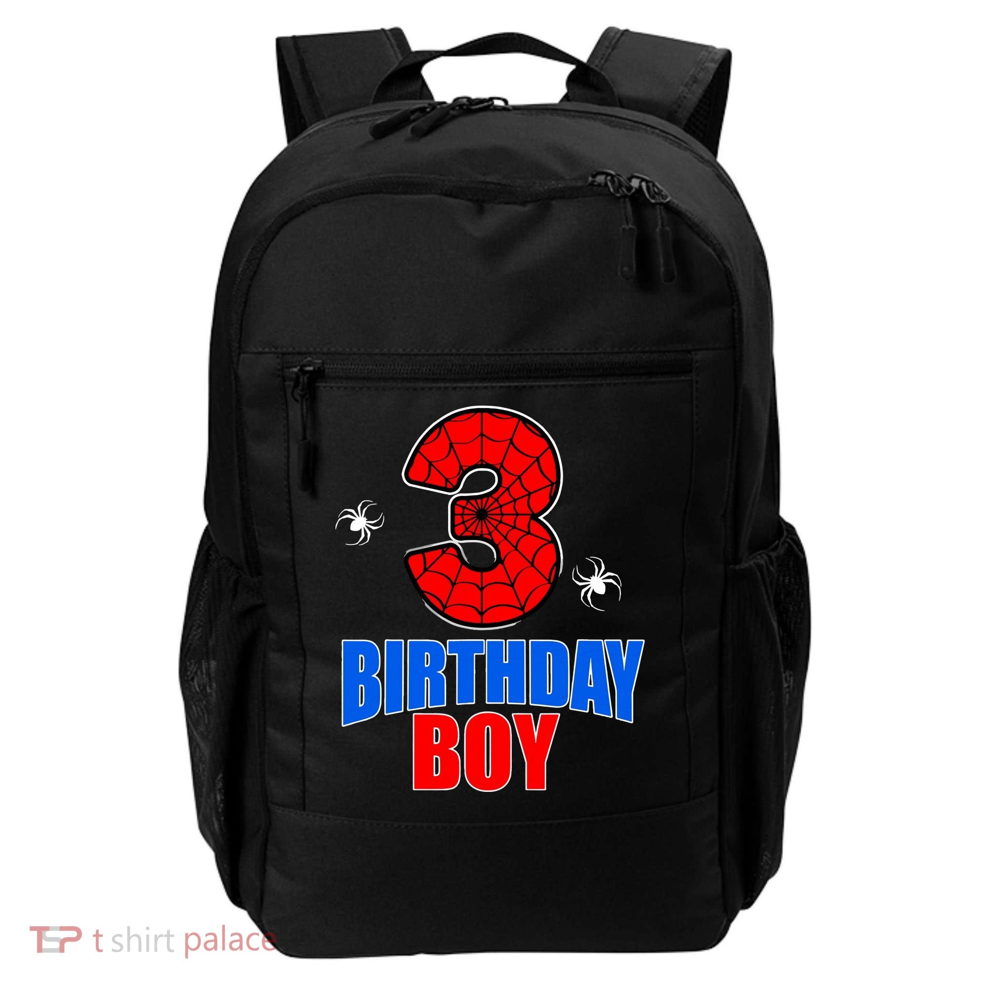 Spider Web Three 3 Years Old 3rd Birthday Boy Party Backpack