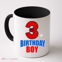 Spider Web Three 3 Years Old 3rd Birthday Boy Party Coffee Mug thumb 0