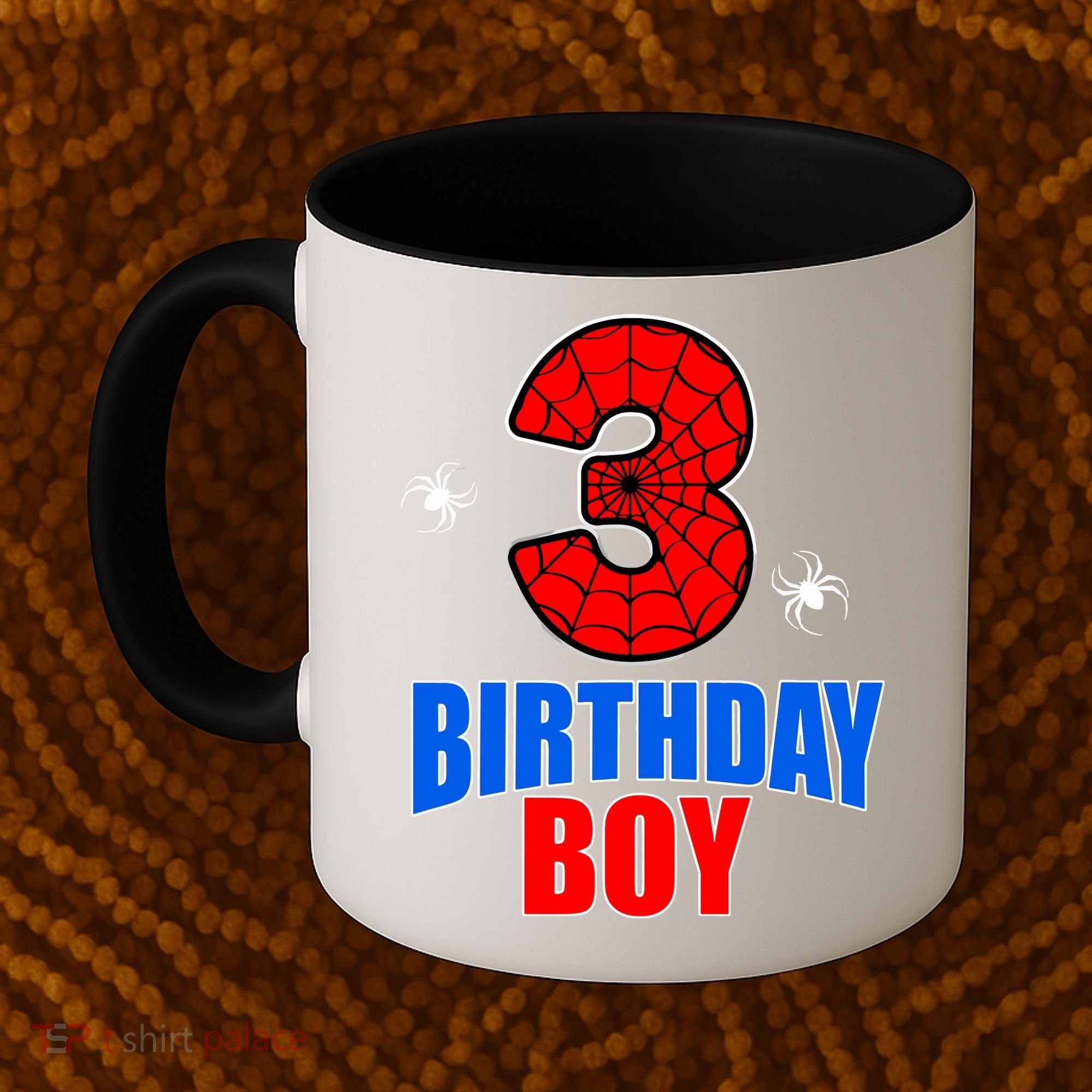Spider Web Three 3 Years Old 3rd Birthday Boy Party Coffee Mug