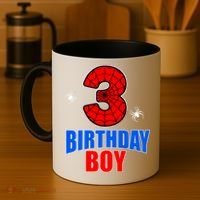 Spider Web Three 3 Years Old 3rd Birthday Boy Party Coffee Mug thumb 4