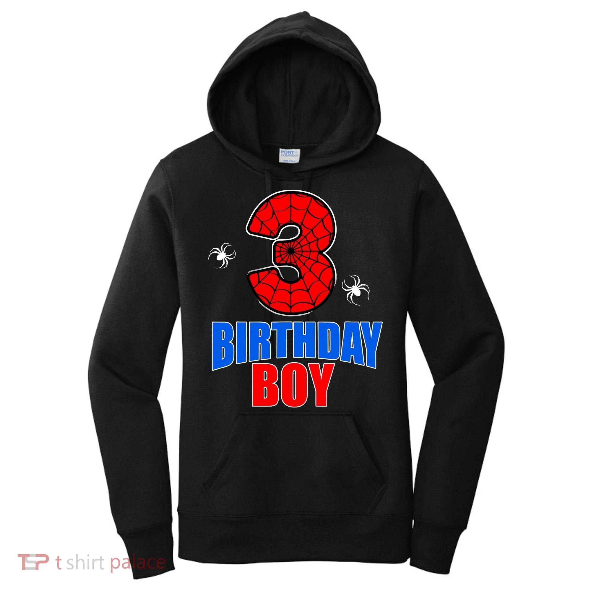 Spider Web Three 3 Years Old 3rd Birthday Boy Party Women's Hoodie