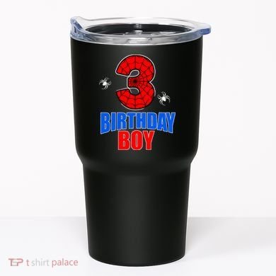 Spider Web Three 3 Years Old 3rd Birthday Boy Party Tumbler