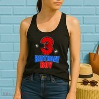 Spider Web Three 3 Years Old 3rd Birthday Boy Party Women's Tank Top thumb 2