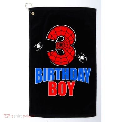 Spider Web Three 3 Years Old 3rd Birthday Boy Party Golf Towel