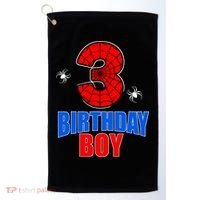 Spider Web Three 3 Years Old 3rd Birthday Boy Party Golf Towel thumb 0