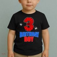 Spider Web Three 3 Years Old 3rd Birthday Boy Party Toddler T-Shirt thumb 2