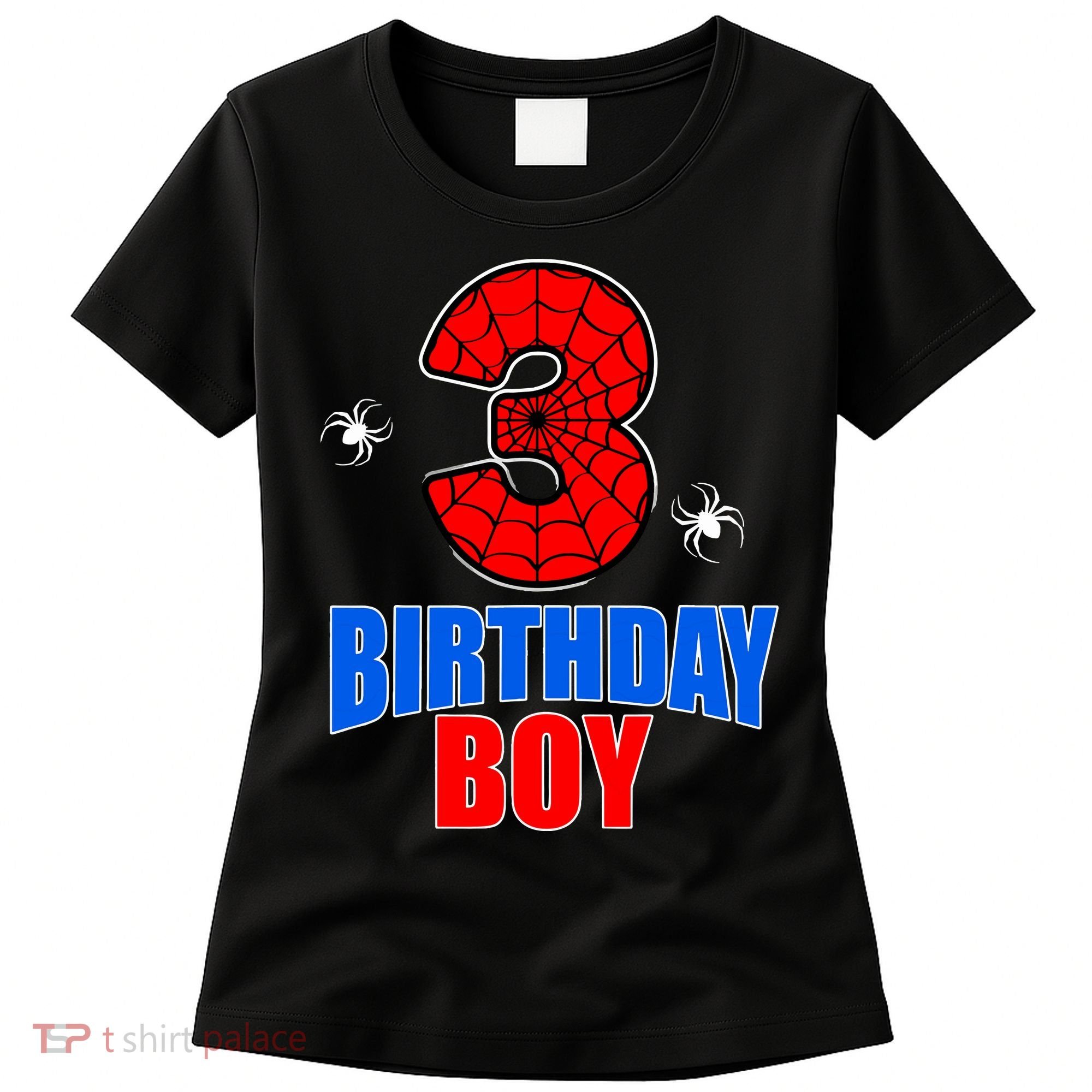 Spider Web Three 3 Years Old 3rd Birthday Boy Party Women's T-Shirt