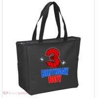 Spider Web Three 3 Years Old 3rd Birthday Boy Party Tote Bag thumb 2
