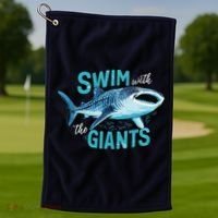 Swim With The Giants Whale Shark Golf Towel thumb 1