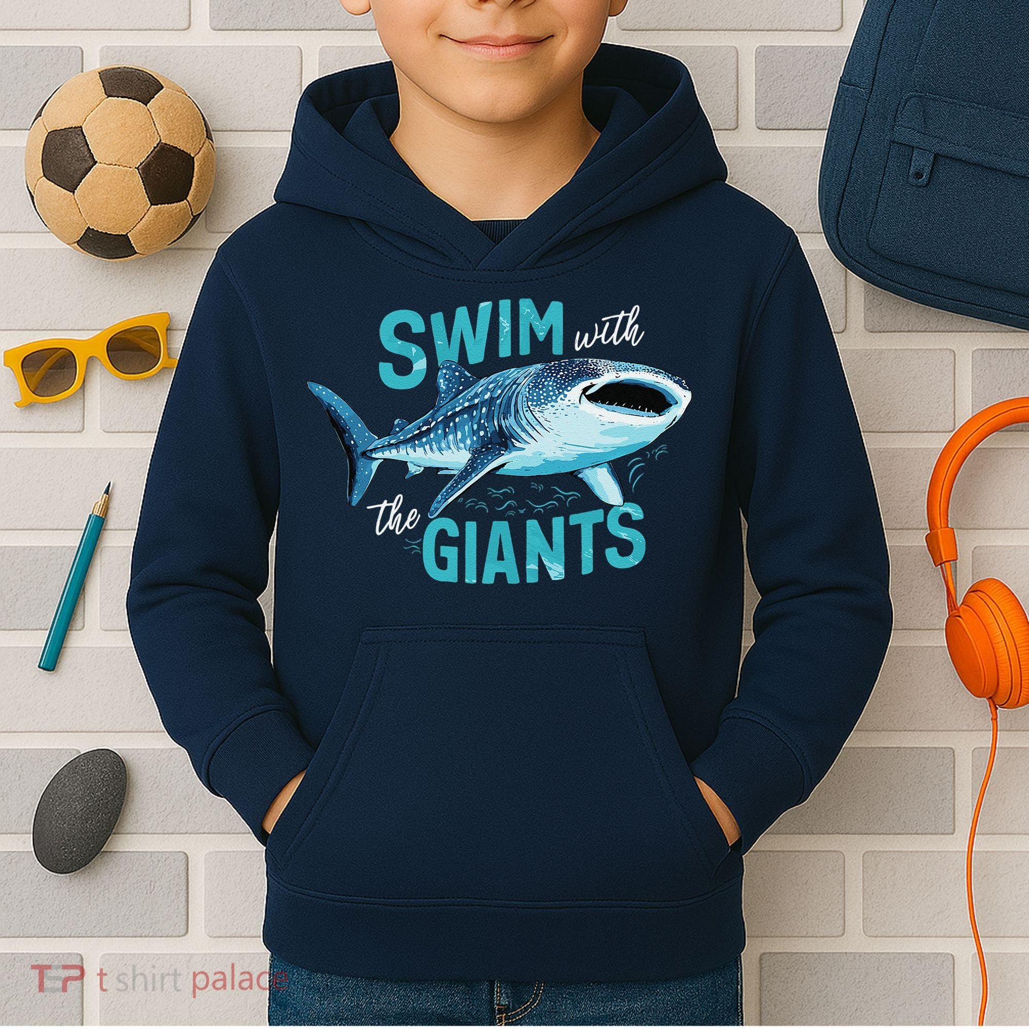 Swim With The Giants Whale Shark Kids Hoodie