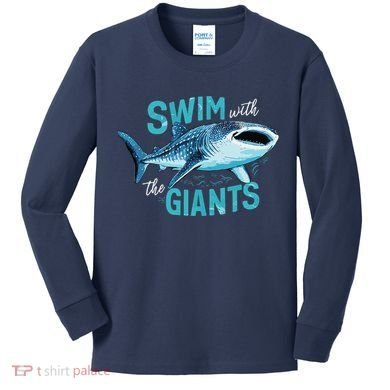 Swim With The Giants Whale Shark Kids Long Sleeve Shirt