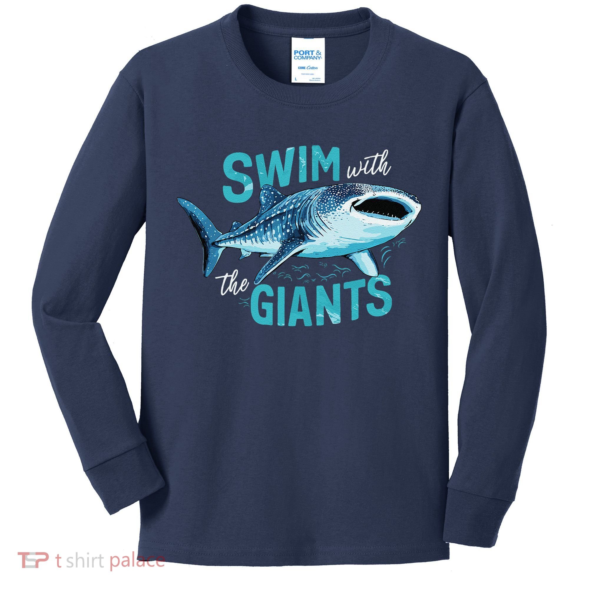 Swim With The Giants Whale Shark Kids Long Sleeve Shirt