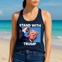 Stand With Trump Fight Gun Shot Fired Rally Shooting Women's Tank Top thumb 2