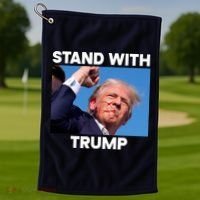 Stand With Trump Fight Gun Shot Fired Rally Shooting Golf Towel thumb 1