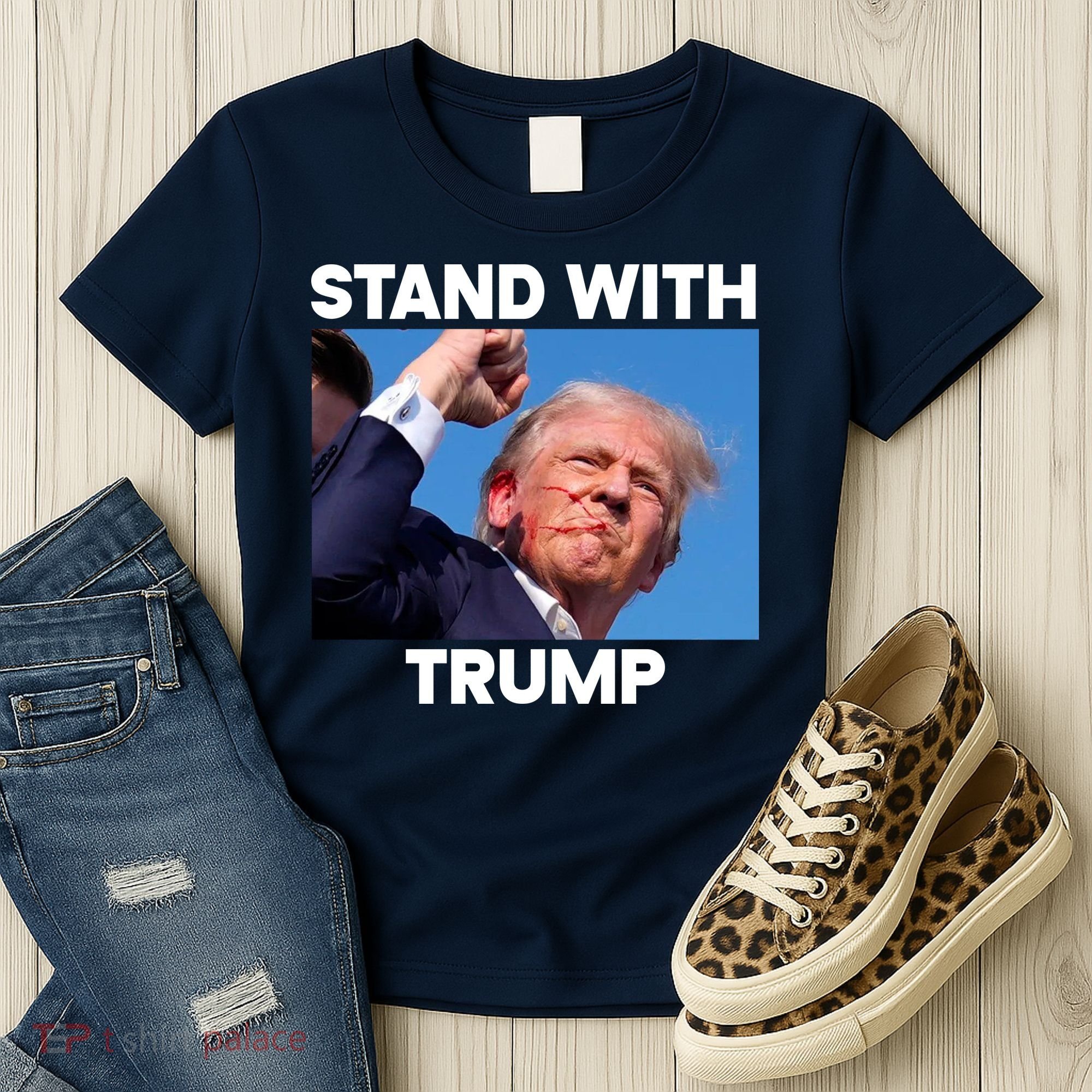 Stand With Trump Fight Gun Shot Fired Rally Shooting Women's T-Shirt