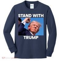 Stand With Trump Fight Gun Shot Fired Rally Shooting Kids Long Sleeve Shirt thumb 0