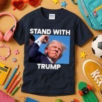 Stand With Trump Fight Gun Shot Fired Rally Shooting Kids T-Shirt thumb 3