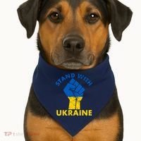 Stand With Ukraine Support Ukraine Free Ukraine USA-Made Doggie Bandana thumb 1