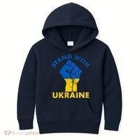 Stand With Ukraine Support Ukraine Free Ukraine Kids Hoodie thumb 0
