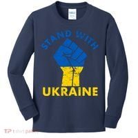 Stand With Ukraine Support Ukraine Free Ukraine Kids Long Sleeve Shirt thumb 0