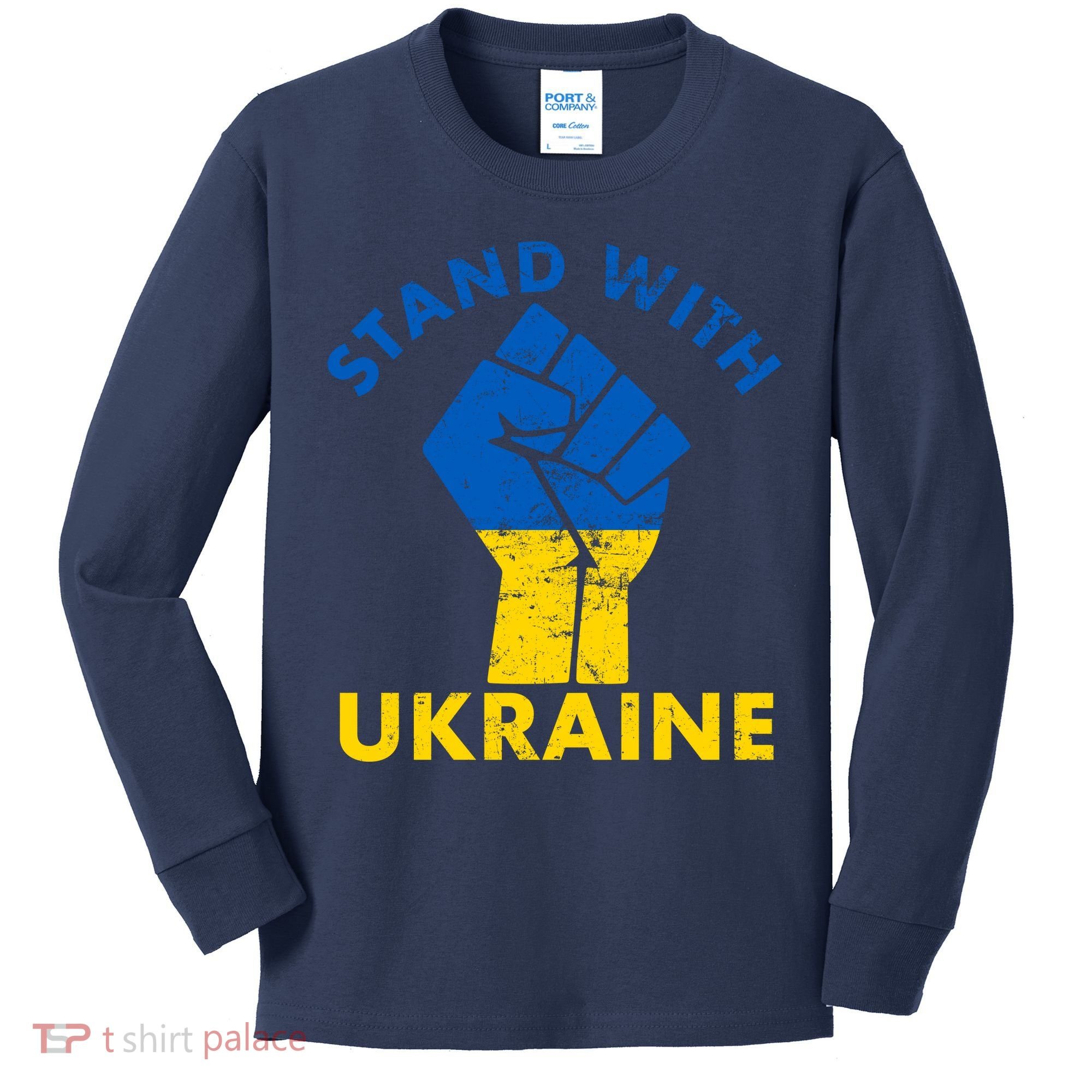 Stand With Ukraine Support Ukraine Free Ukraine Kids Long Sleeve Shirt