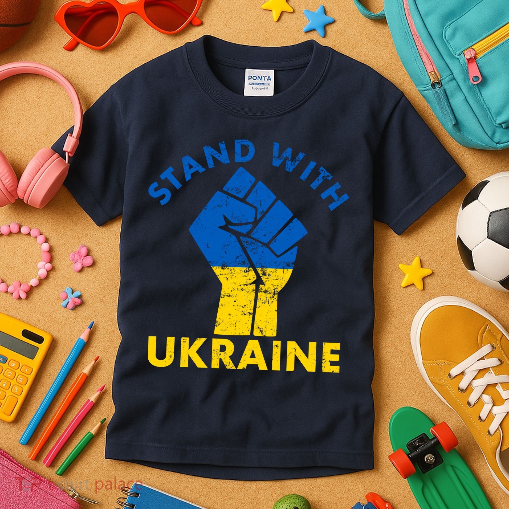 Stand With Ukraine Support Ukraine Free Ukraine Kids T-Shirt
