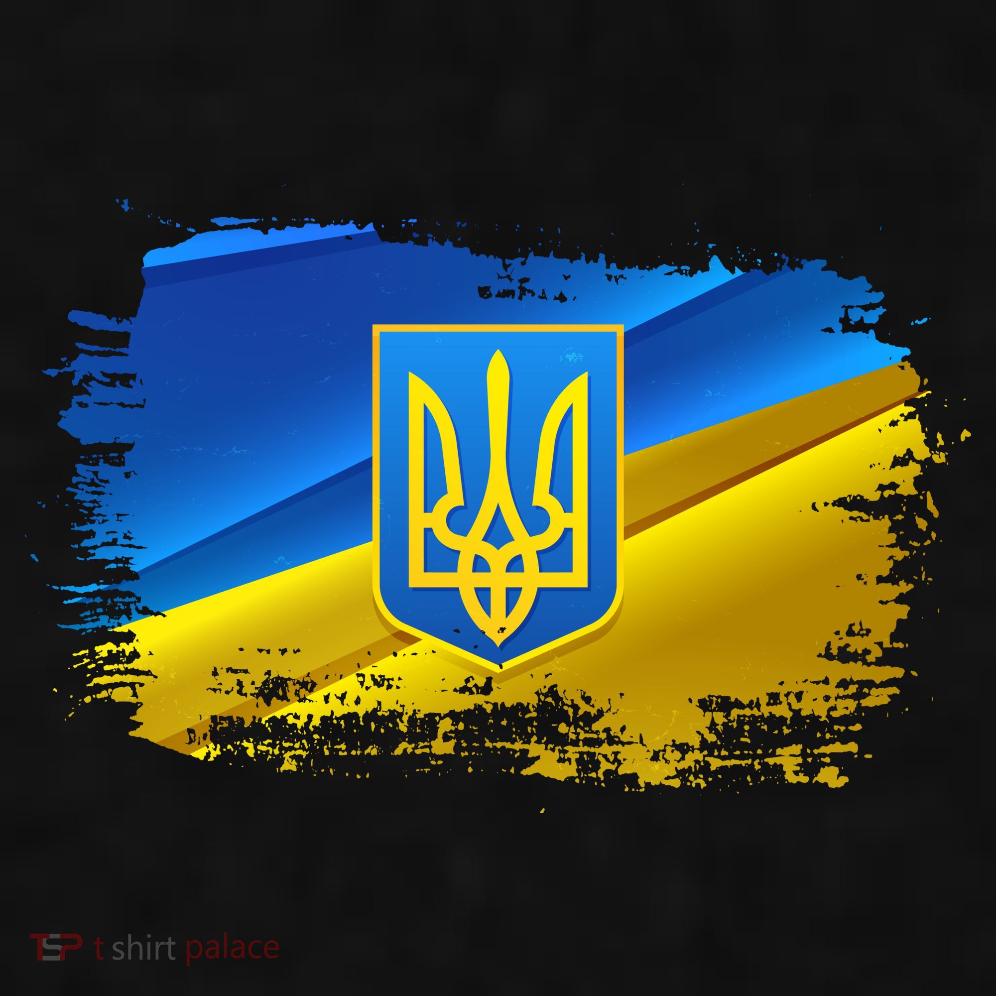 Stand With Ukraine Distressed Coat Of Arms Crest Flag Ladies PosiCharge Tri-Blend Wicking Tank