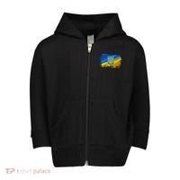 Stand With Ukraine Distressed Coat Of Arms Crest Flag Toddler Zip Fleece Hoodie thumb 0
