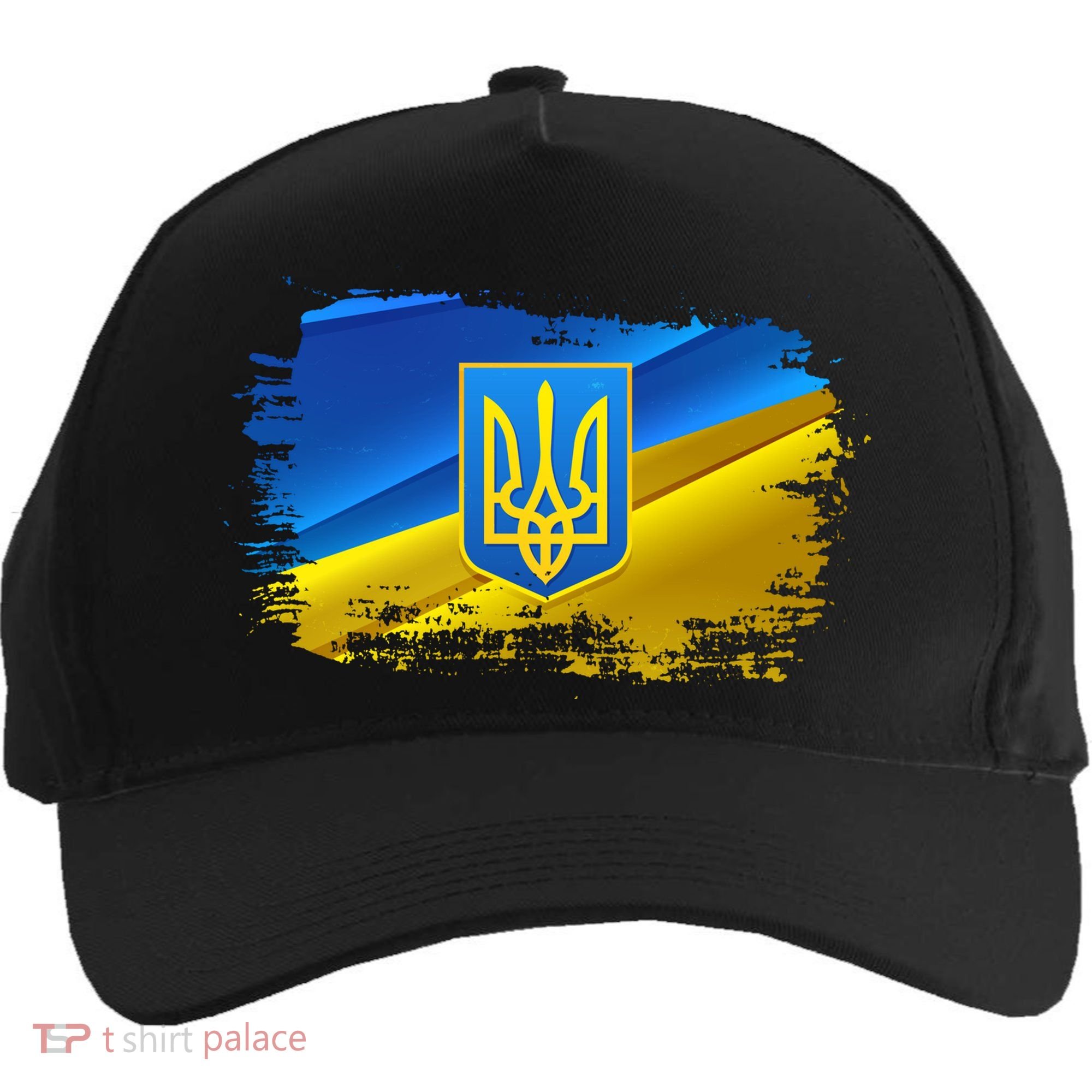 Stand With Ukraine Distressed Coat Of Arms Crest Flag Five-Panel Snapback Cap