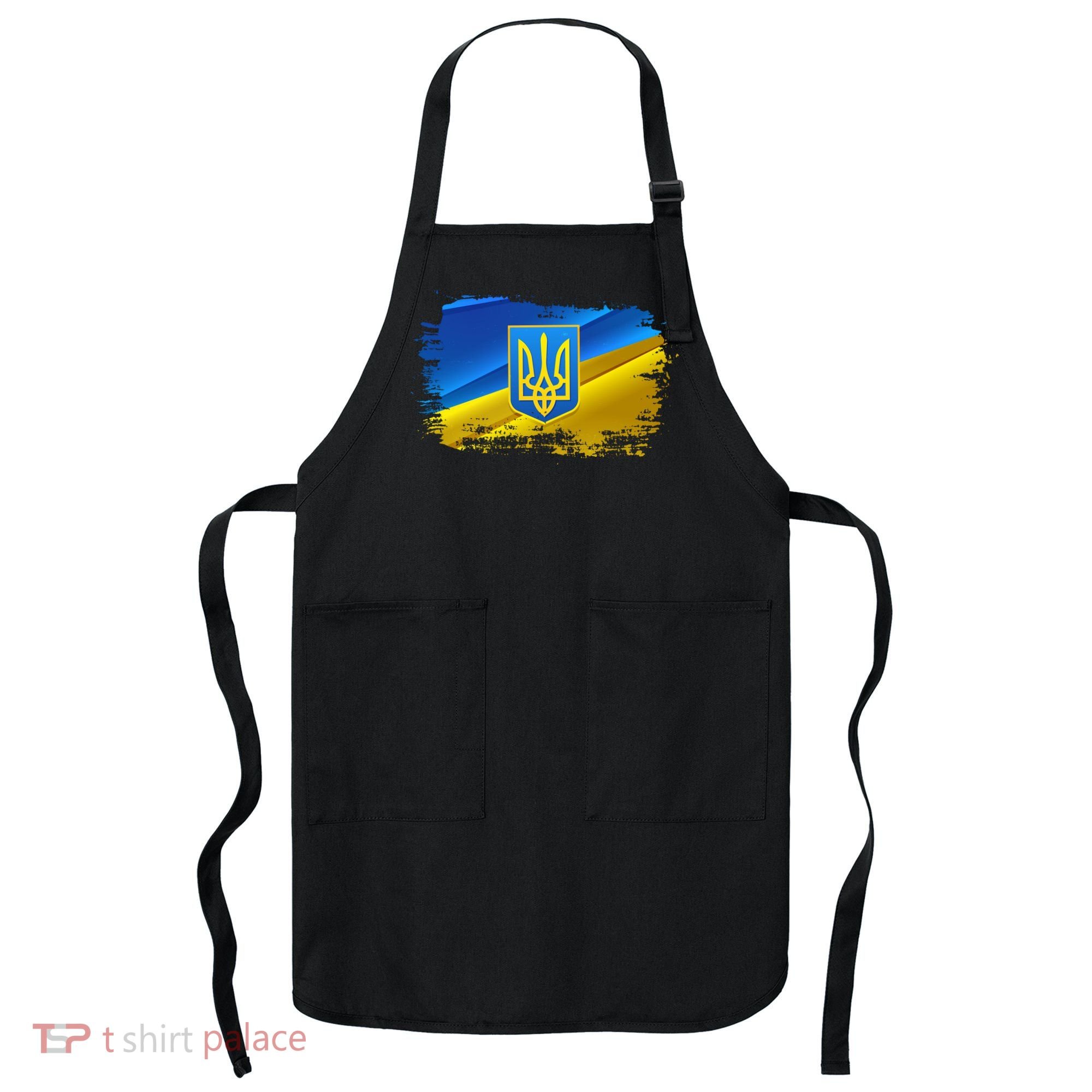 Stand With Ukraine Distressed Coat Of Arms Crest Flag Apron