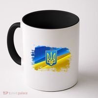 Stand With Ukraine Distressed Coat Of Arms Crest Flag Coffee Mug thumb 0