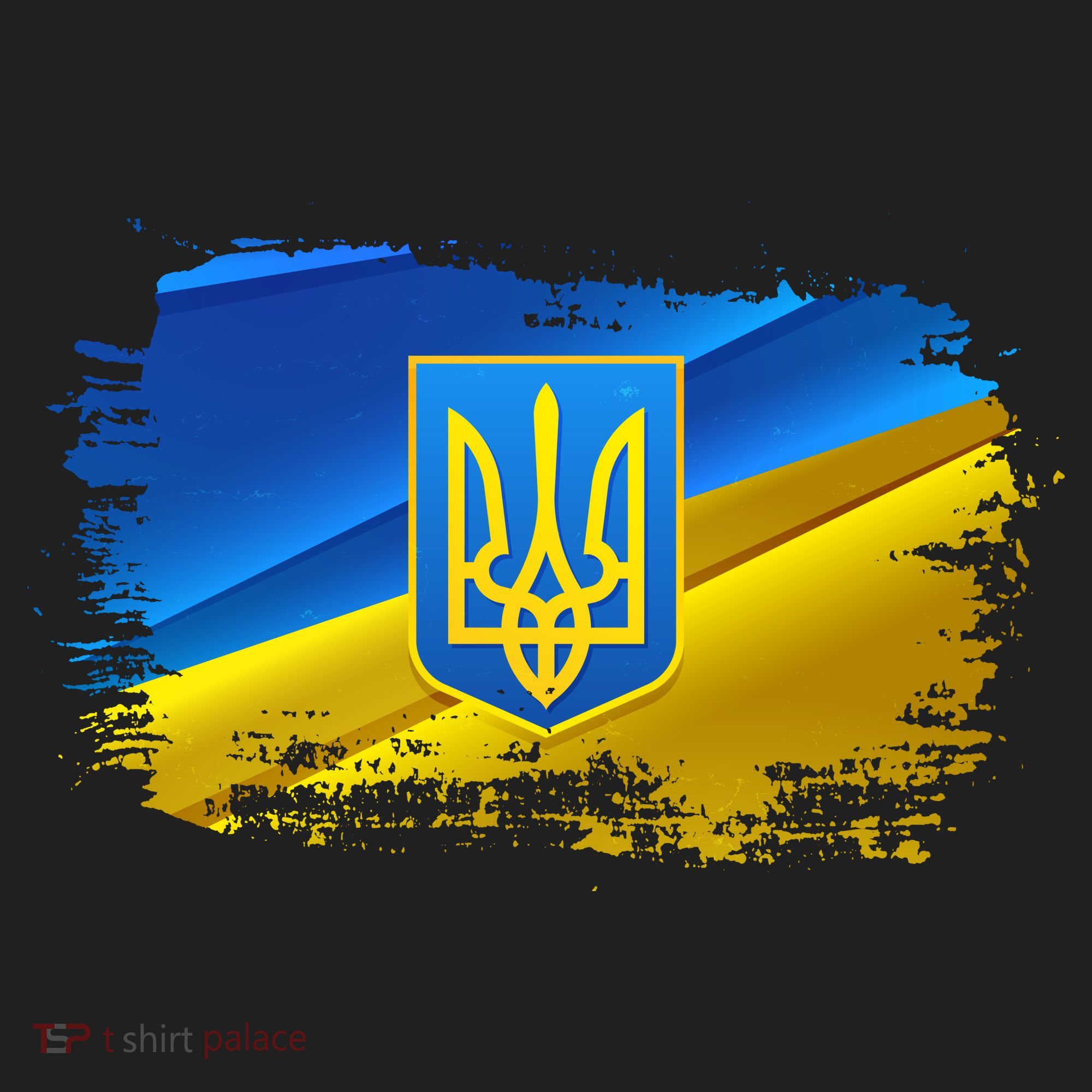 Stand With Ukraine Distressed Coat Of Arms Crest Flag 40oz Vacuum Insulated Stainless Steel Travel Tumbler