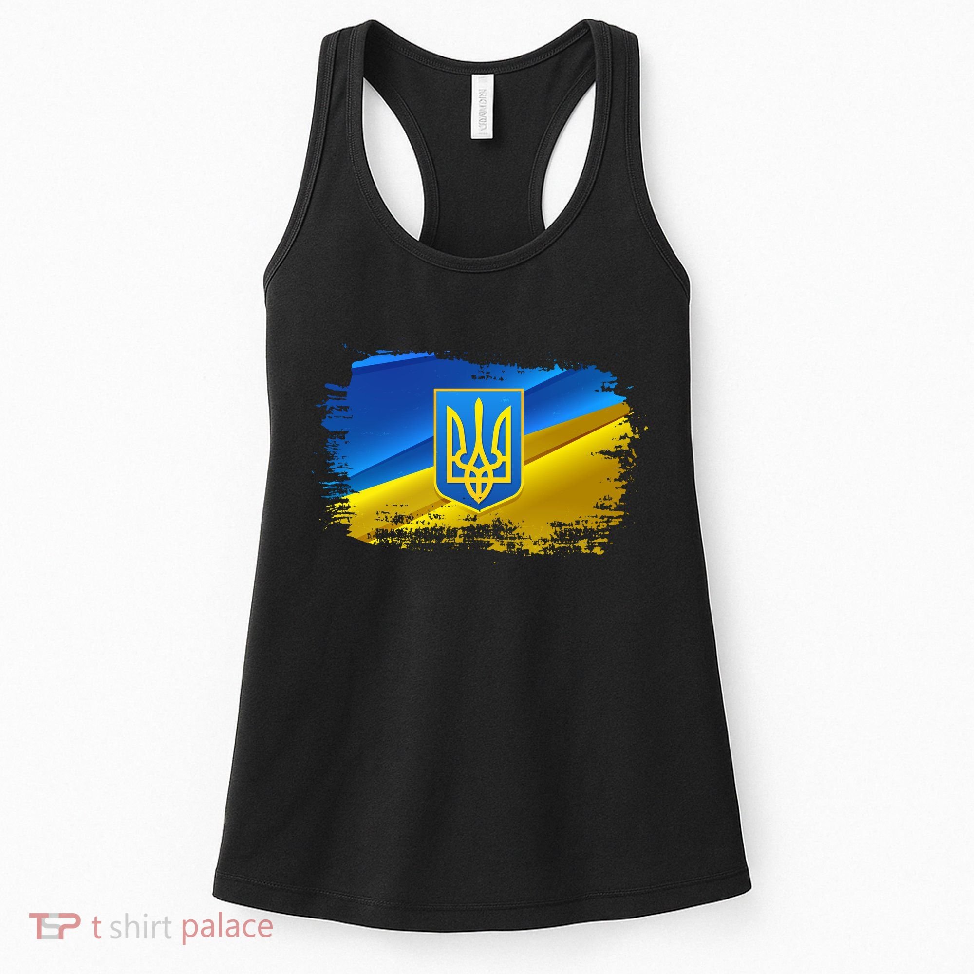 Stand With Ukraine Distressed Coat Of Arms Crest Flag Women's Tank Top