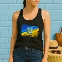 Stand With Ukraine Distressed Coat Of Arms Crest Flag Women's Tank Top thumb 2