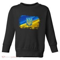 Stand With Ukraine Distressed Coat Of Arms Crest Flag Toddler Sweatshirt thumb 0
