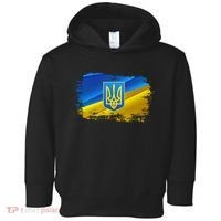 Stand With Ukraine Distressed Coat Of Arms Crest Flag Toddler Hoodie thumb 0